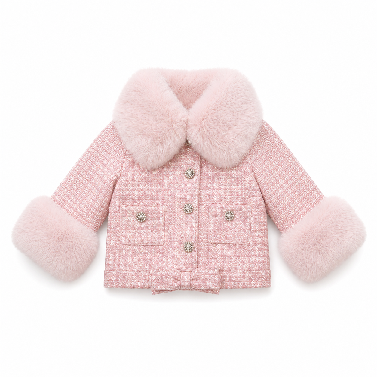 Heather Pink Boucle Pearl Jacket