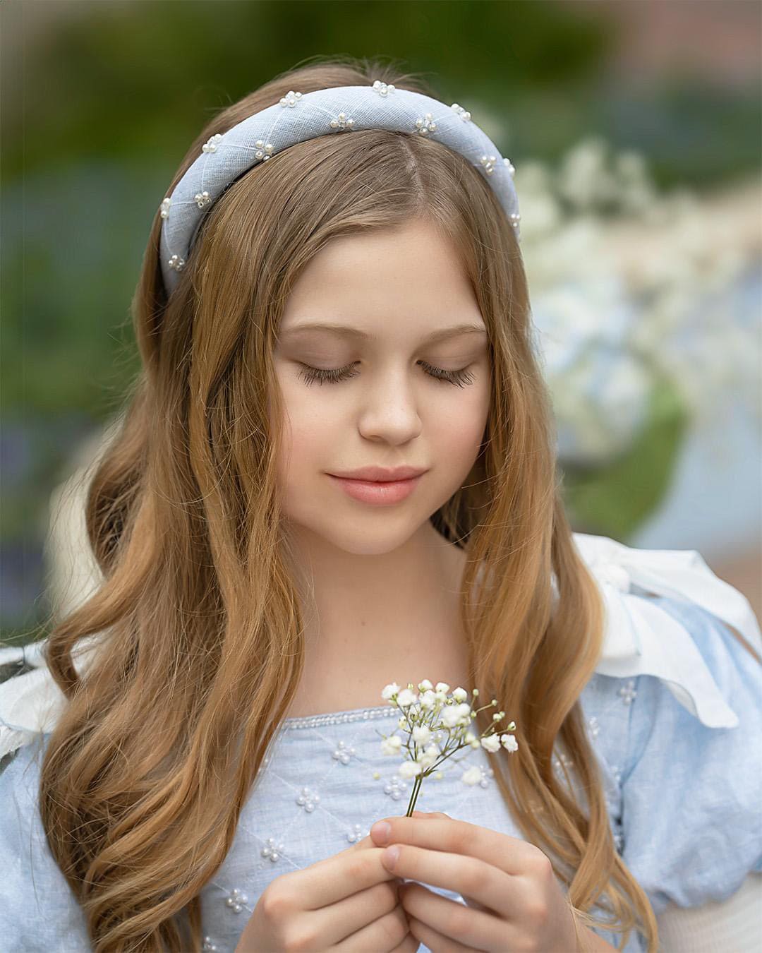 Charlotte Light Blue Linen Headband - Petite Maison Kids