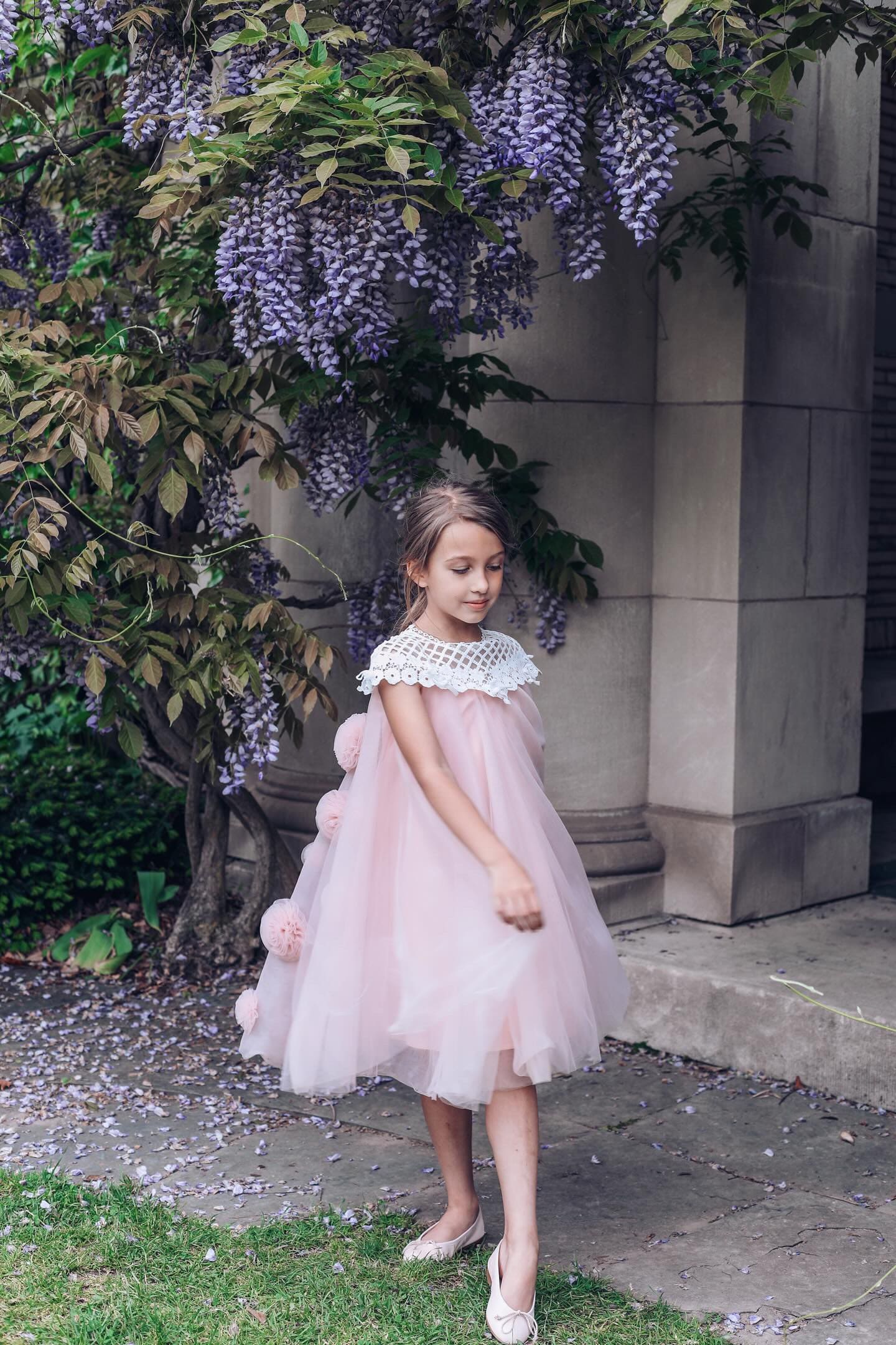 Rosa Pink Tulle Flower Dress