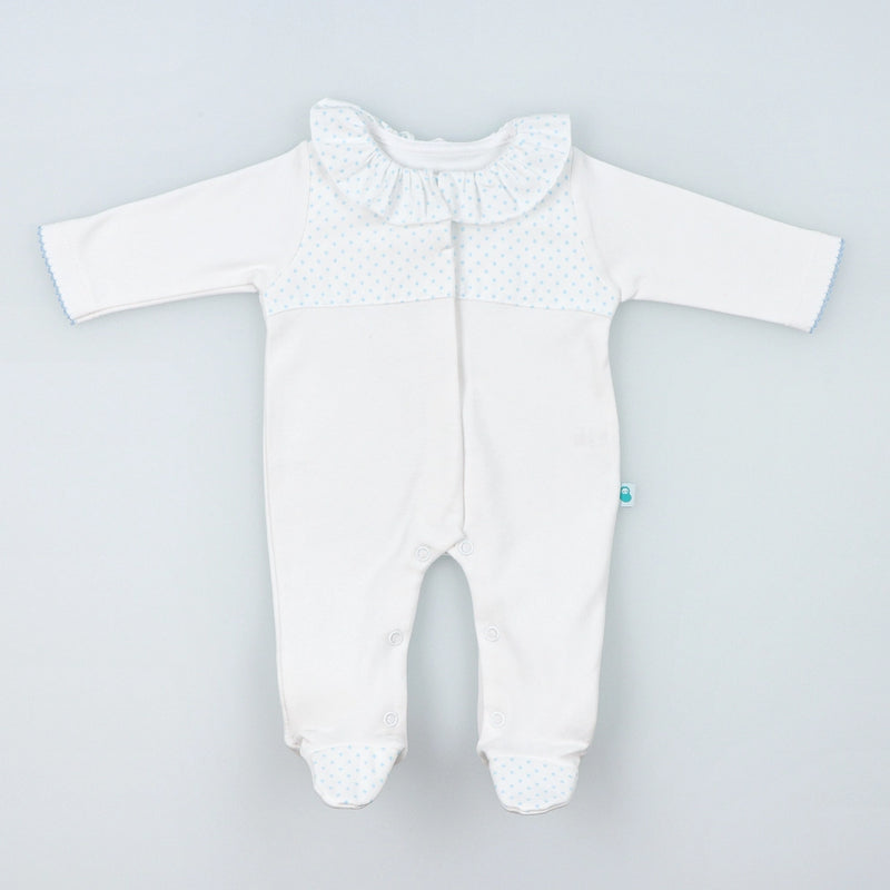 Blue Polka Dot Babygrow Made of Brushed Cotton