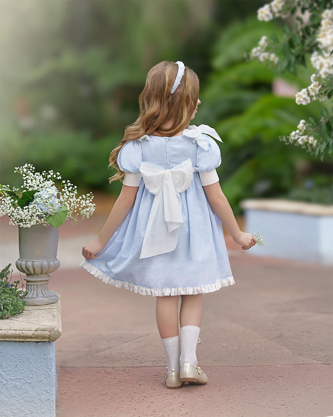 Charlotte Baby Blue Linen Dress - Petite Maison Kids