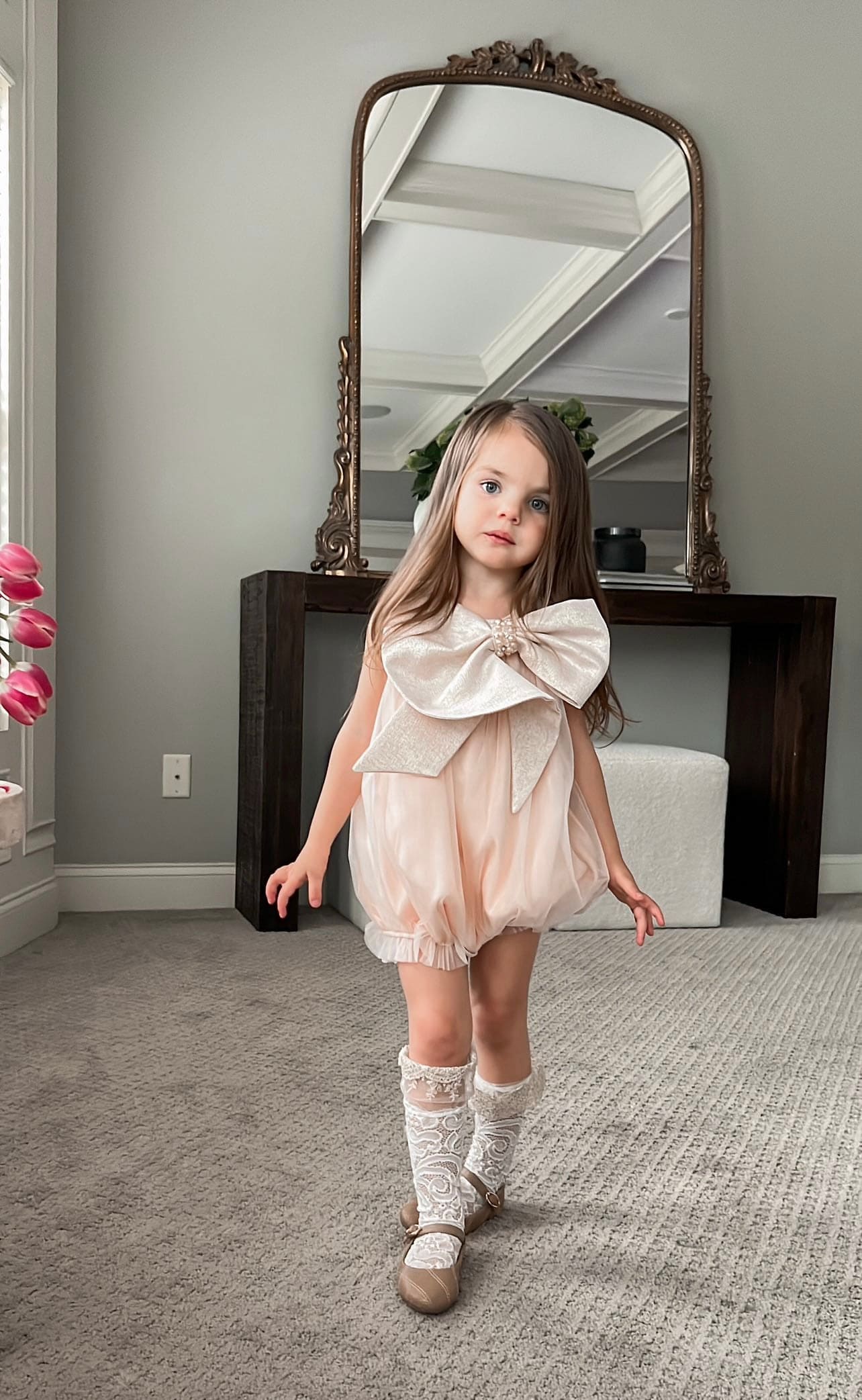 Jackie Peach Tulle Romper