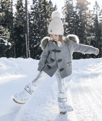 Honeycomb Grey Cashmere Pram Coat with Natural Trim - Petite Maison Kids