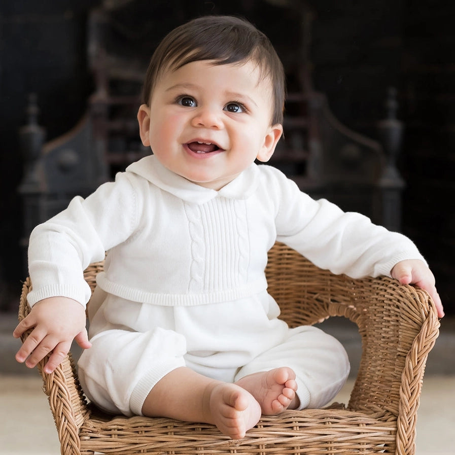 Langston Ivory Traditional Baby Boys All in One with Hat