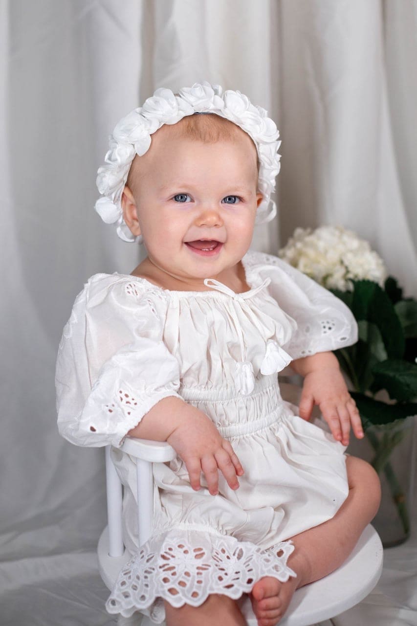 Blanca White Cotton Romper - Petite Maison Kids