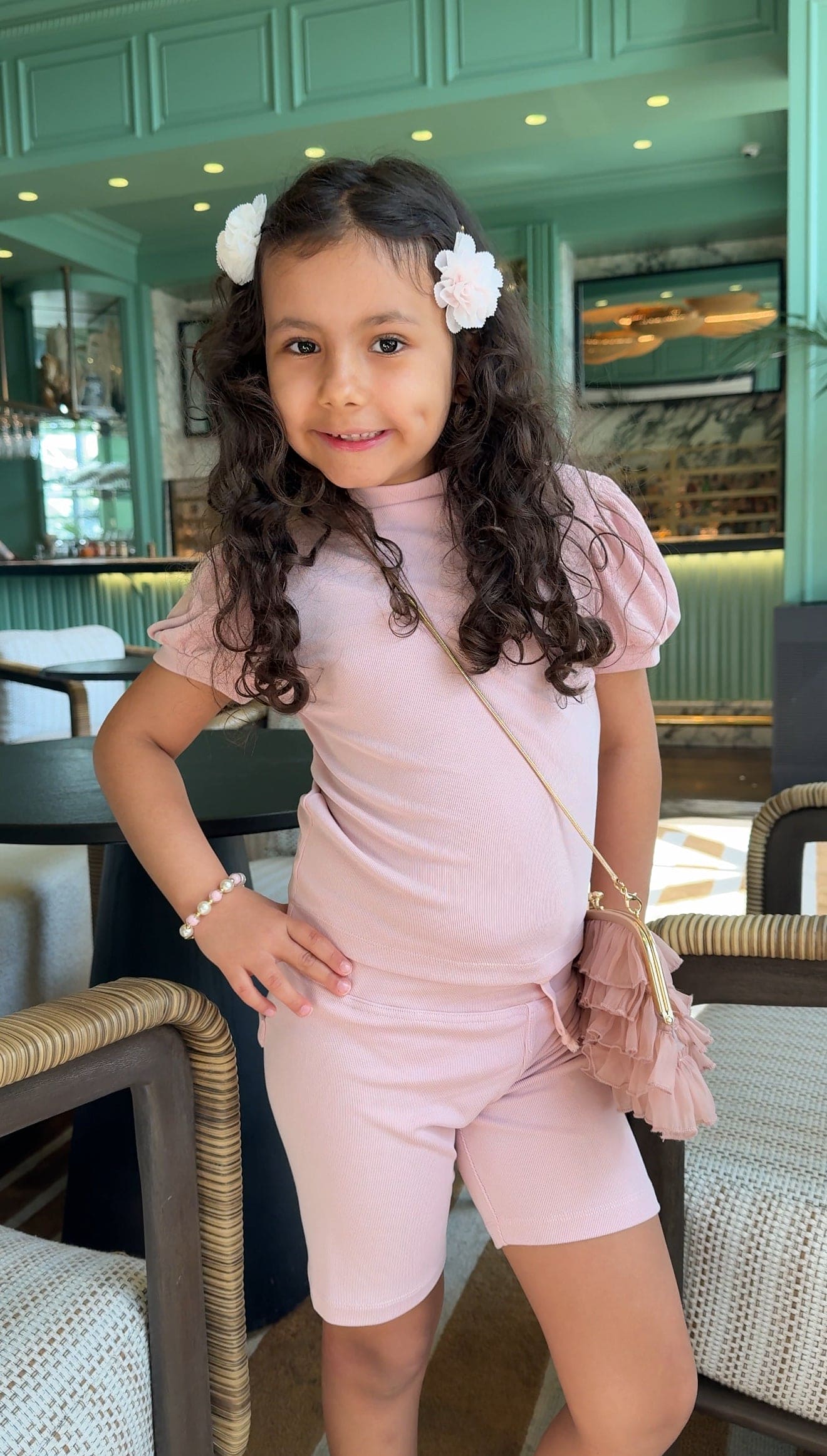 Pink Top and Biker Shorts Set
