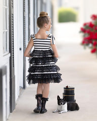 Monaco Black and White Striped Dress