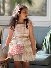 Dusty Pink Organza Ruffle Handbag