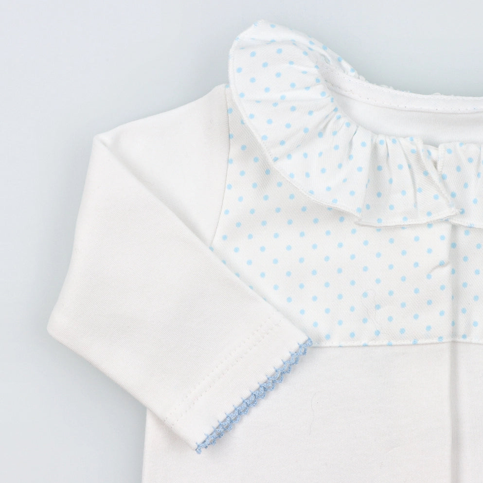 Blue Polka Dot Babygrow Made of Brushed Cotton