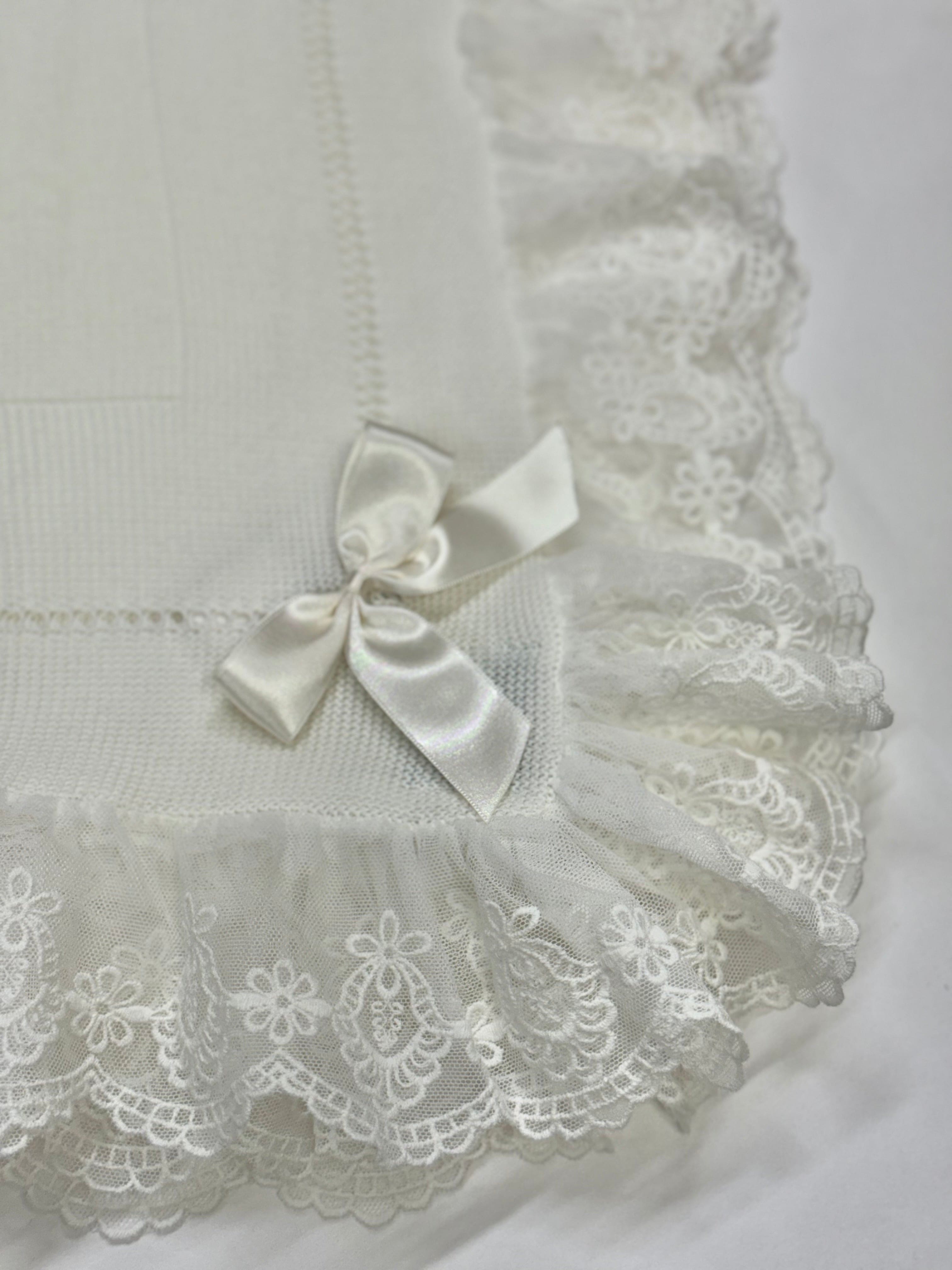 Ivory Lace Knit Blanket