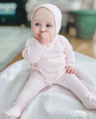 Pink Three Piece Spanish Knit Baby Set
