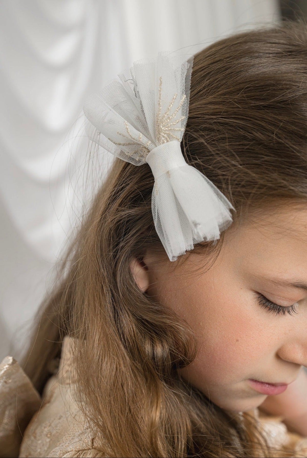Star Tulle Embroidered Bow Hair Clips
