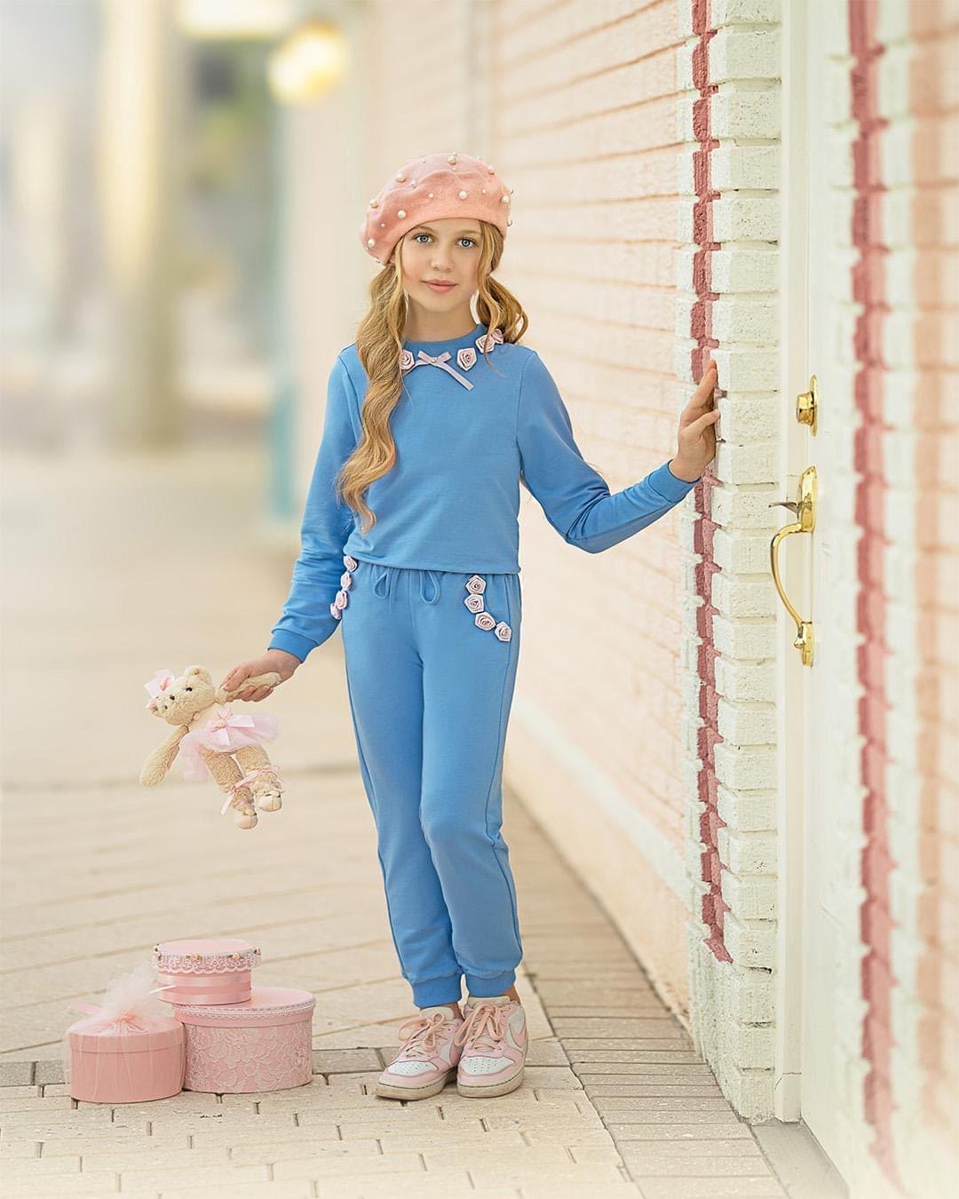 Maya Blue Cotton Sweater Top - Petite Maison Kids