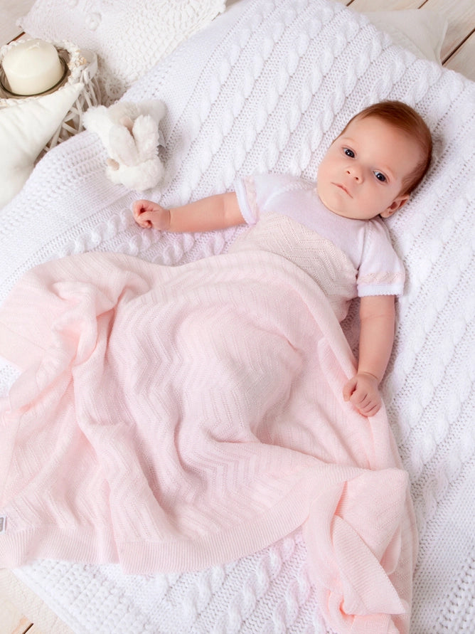 Pink Knitted Cotton Baby Blanket
