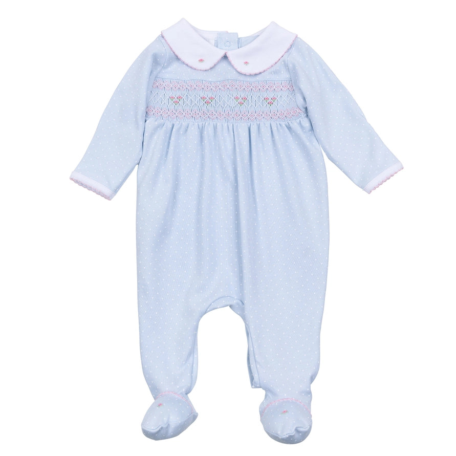 Piper's Classics Smocked Footie — Pima Cotton Baby Girl Footie