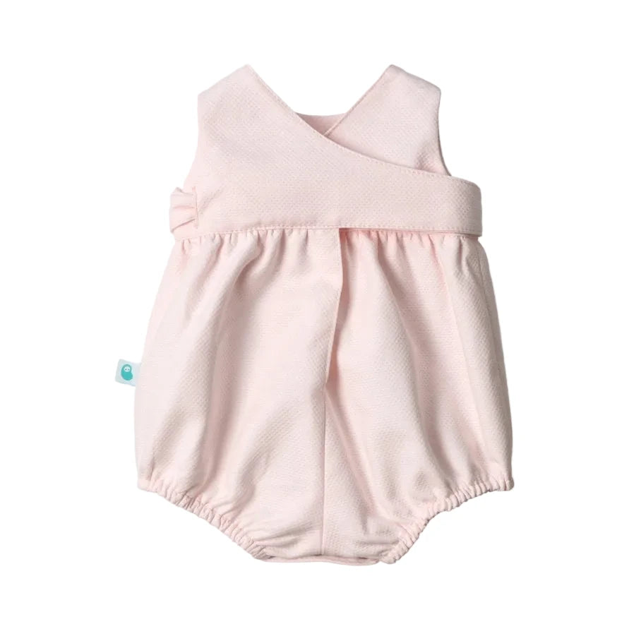 Baby Pink Sleeveless Romper with Satin Bow