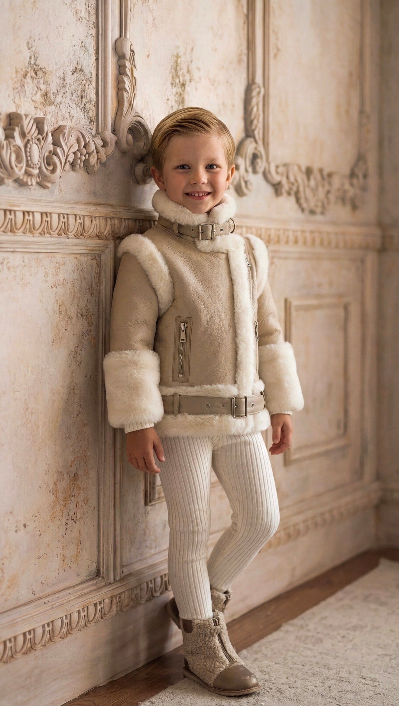 Beige Sheepskin Leather Jacket