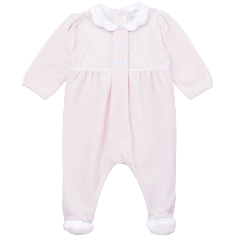 Hattie Velour Girls Pink Babygrow