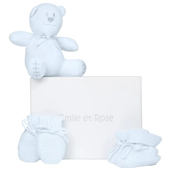 Baby Blue Boys Knitted Mittens & Booties Gift Set