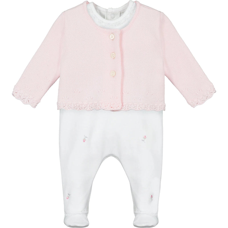 Annabel Baby Girls Babygrow & Cardigan Set