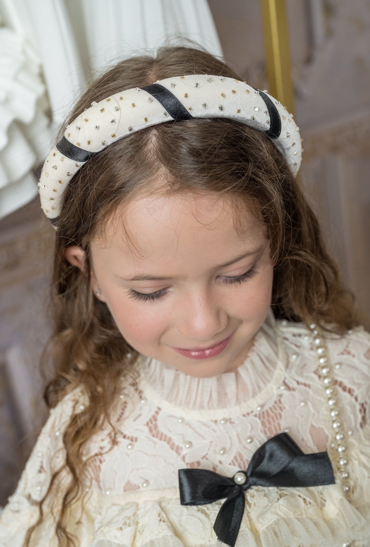 Aurora Ivory Velvet Headband - Petite Maison Kids