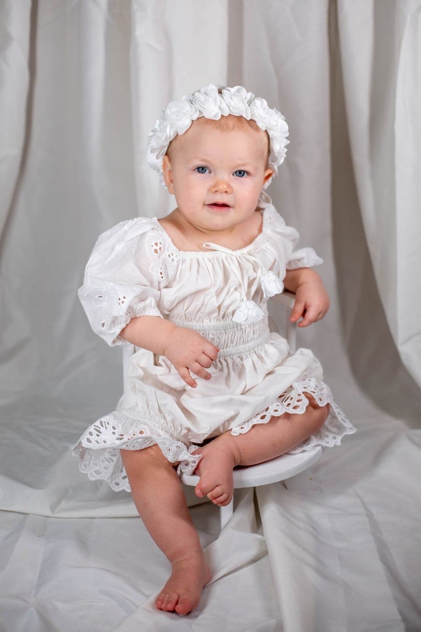 Blanca White Cotton Romper - Petite Maison Kids
