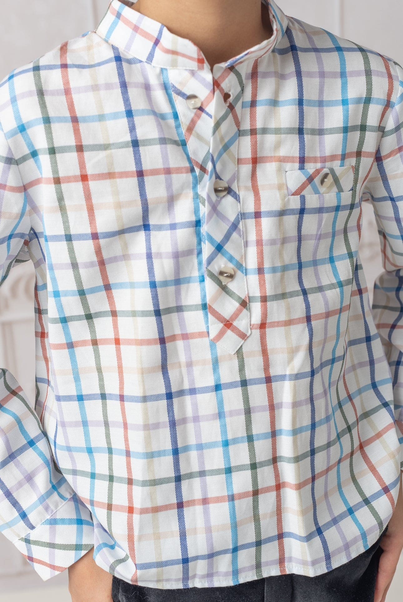Charlie Checkered Mandarin Collar Shirt