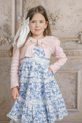 Jaylin Blue and White Linen Sleeveless Summer Dress