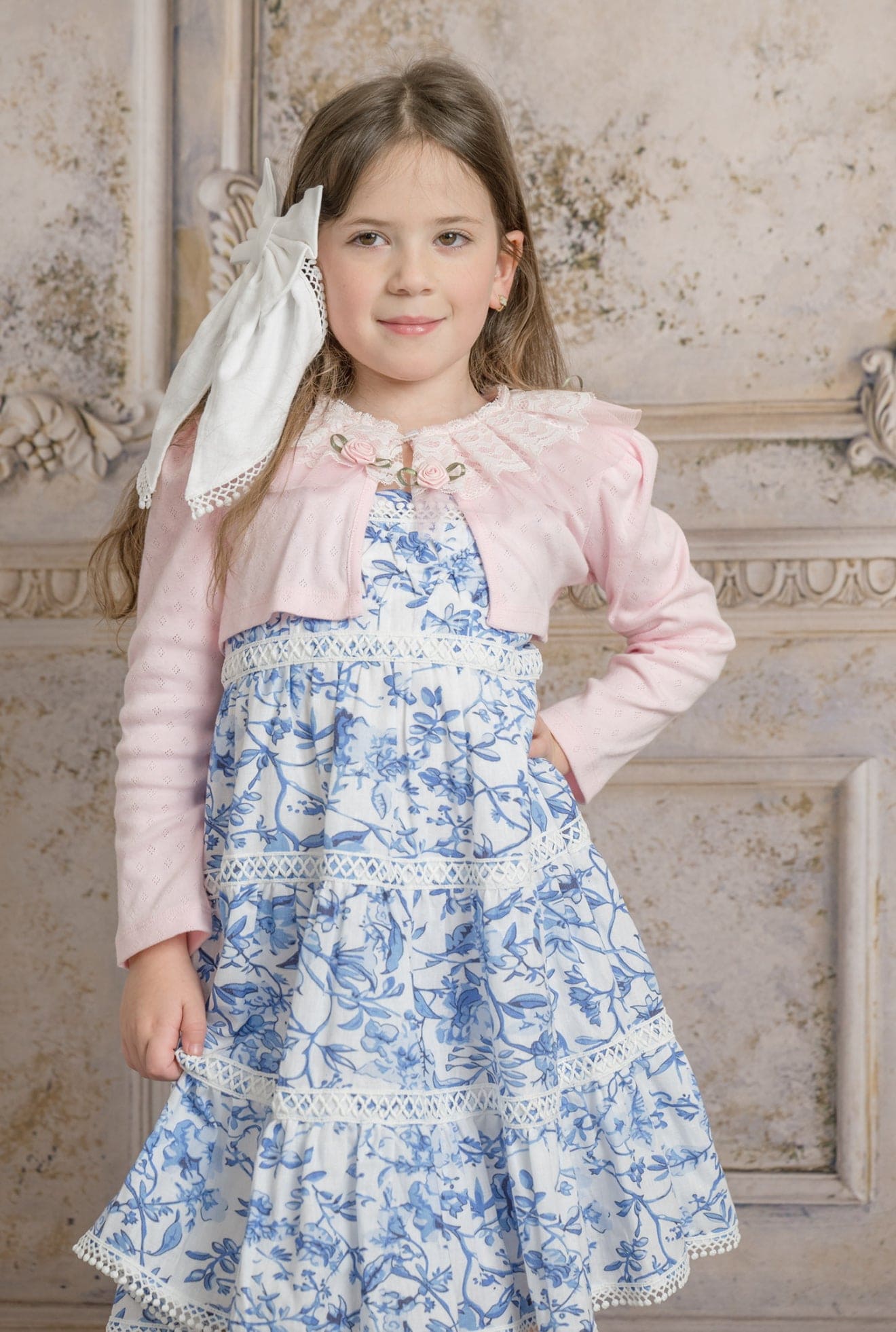 Jaylin Blue and White Linen Sleeveless Summer Dress