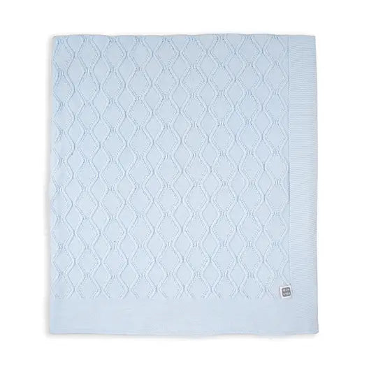 Baby Blue Diamond Print Knitted Cotton Baby Blanket