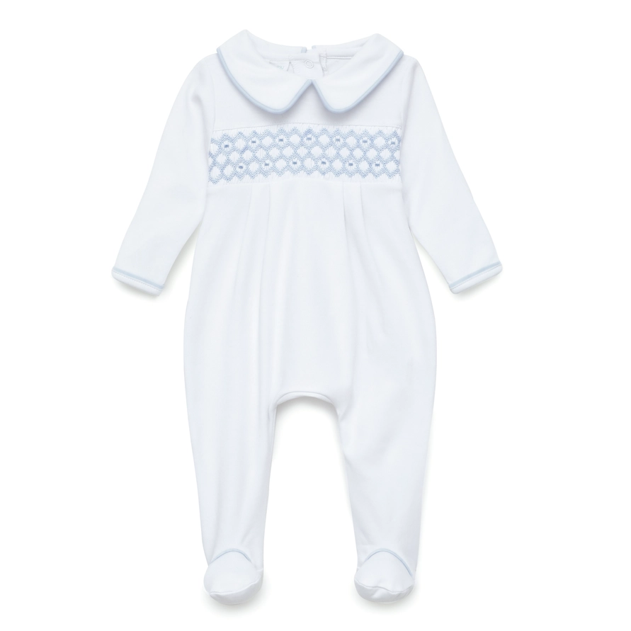 Charlie Hand-Smocked Pima Cotton Baby Footie