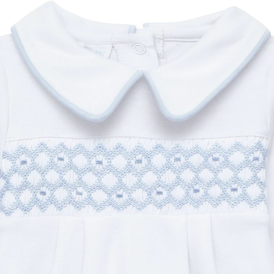 Charlie Hand-Smocked Pima Cotton Baby Footie