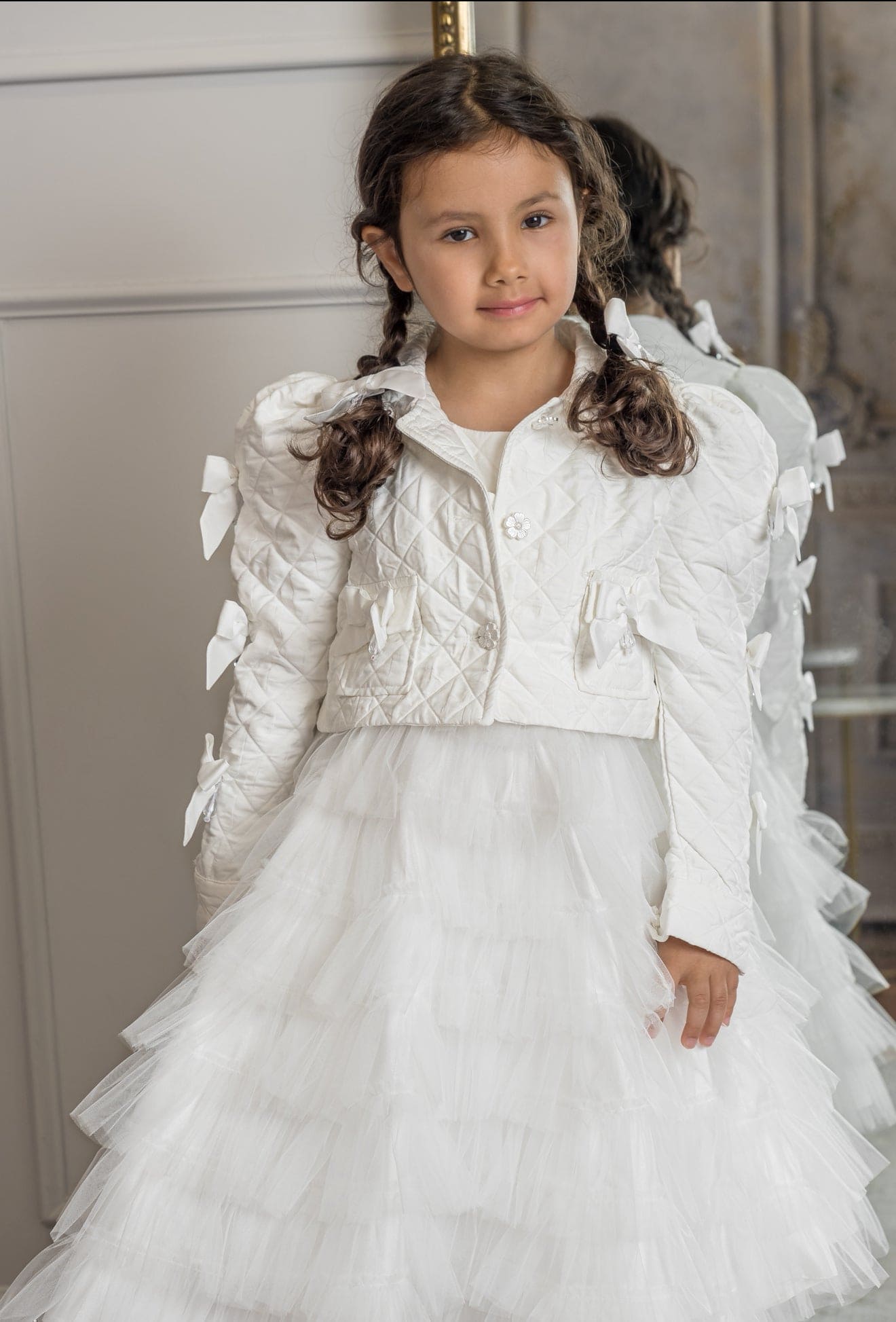 Poppy White Quilted Hair Bow Clips - Petite Maison Kids