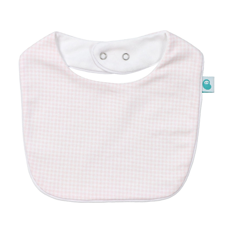 Pink Square Bib in Vichy Cotton Knit