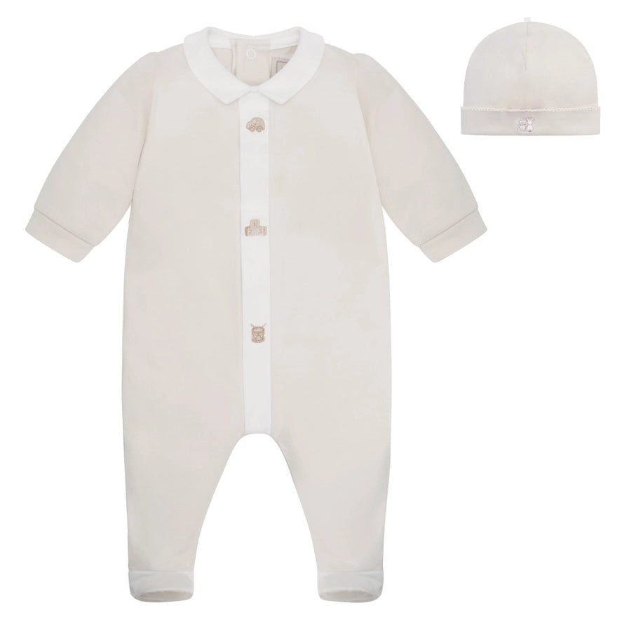 Kent Boys Stone Toy Embroidery Babygrow & Hat Set