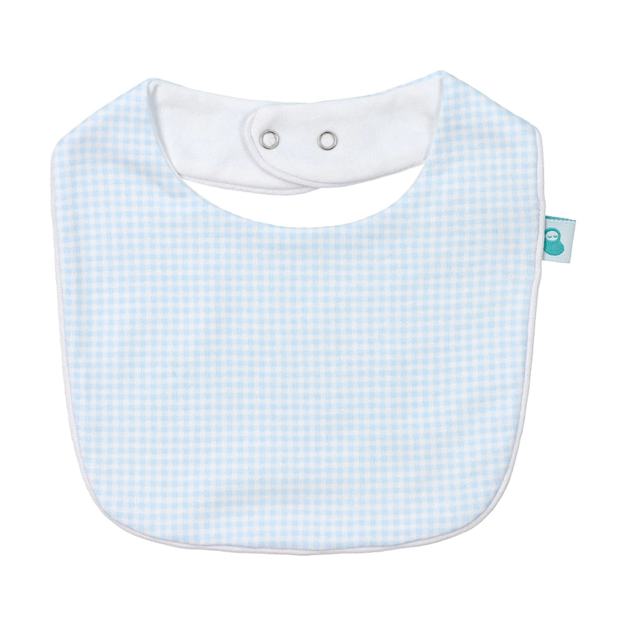 Square Bib in Light Blue Vichy Cotton Knit