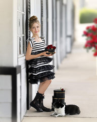 Monaco Black and White Striped Dress
