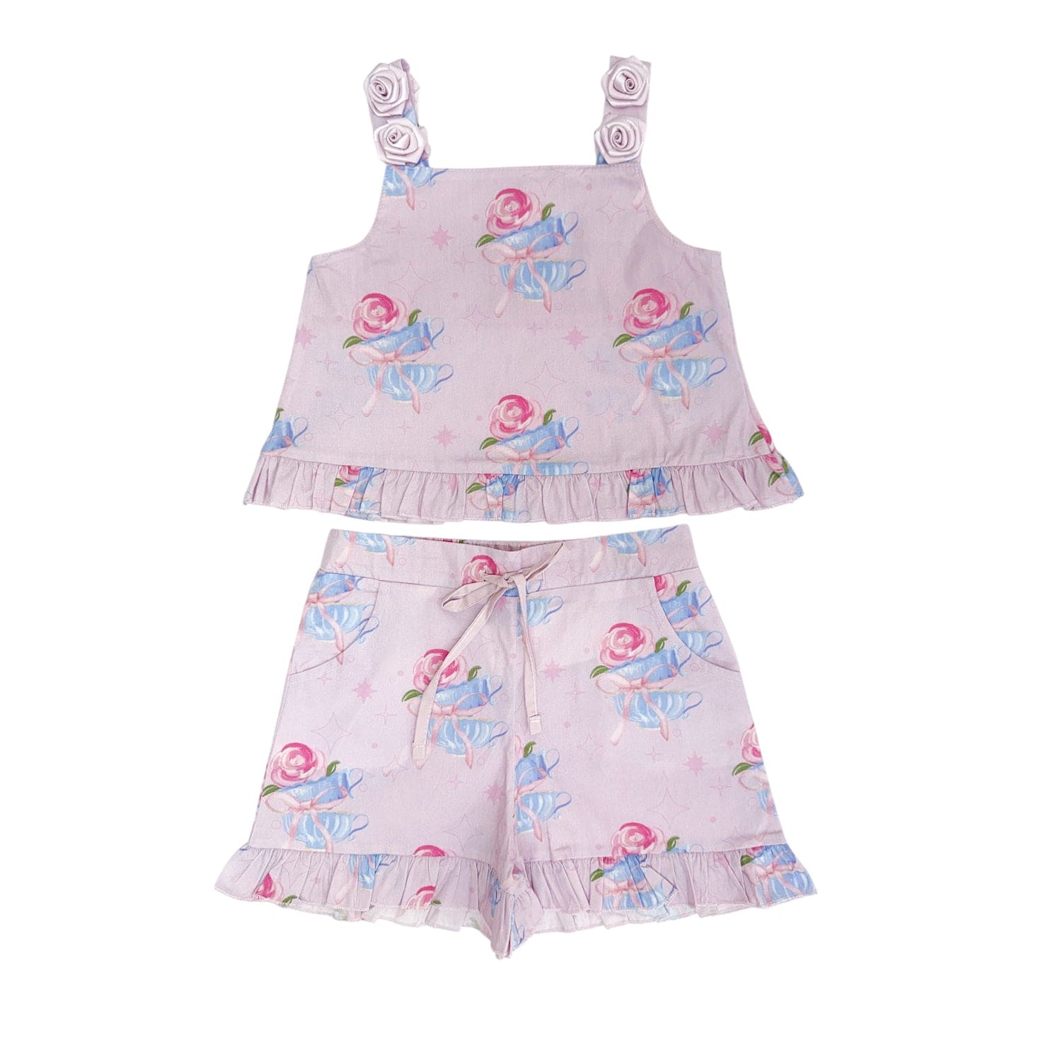 Maya Teacup Pink Girls' Top and Shorts Set