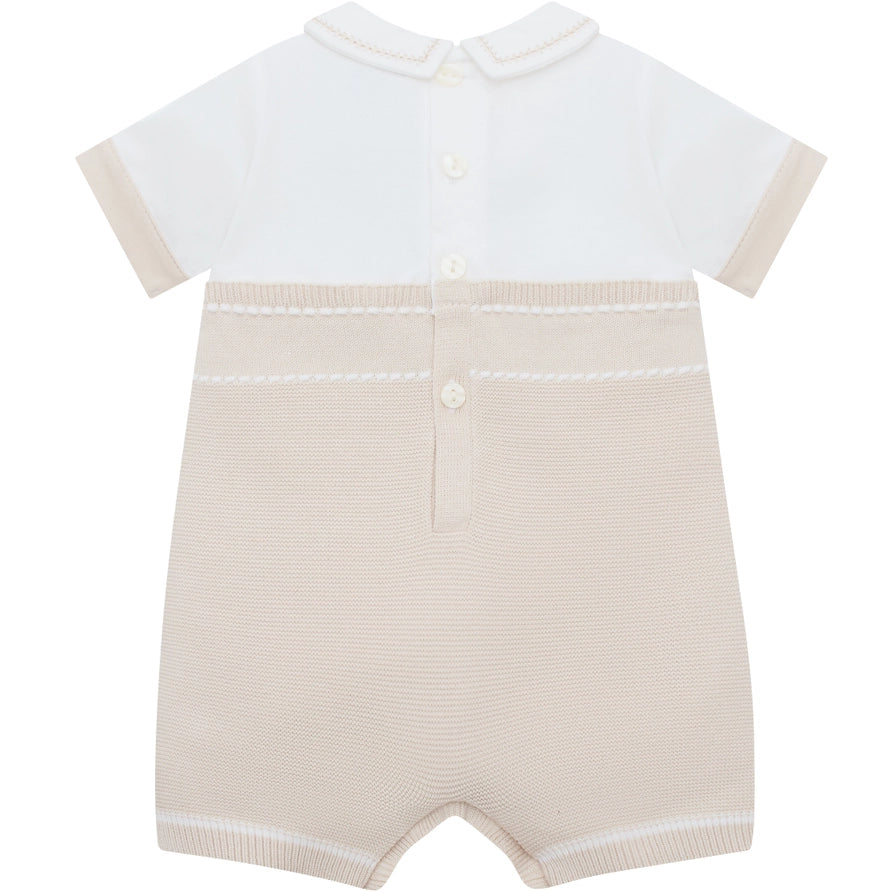 Lowe Baby Beige Mock Braces Romper