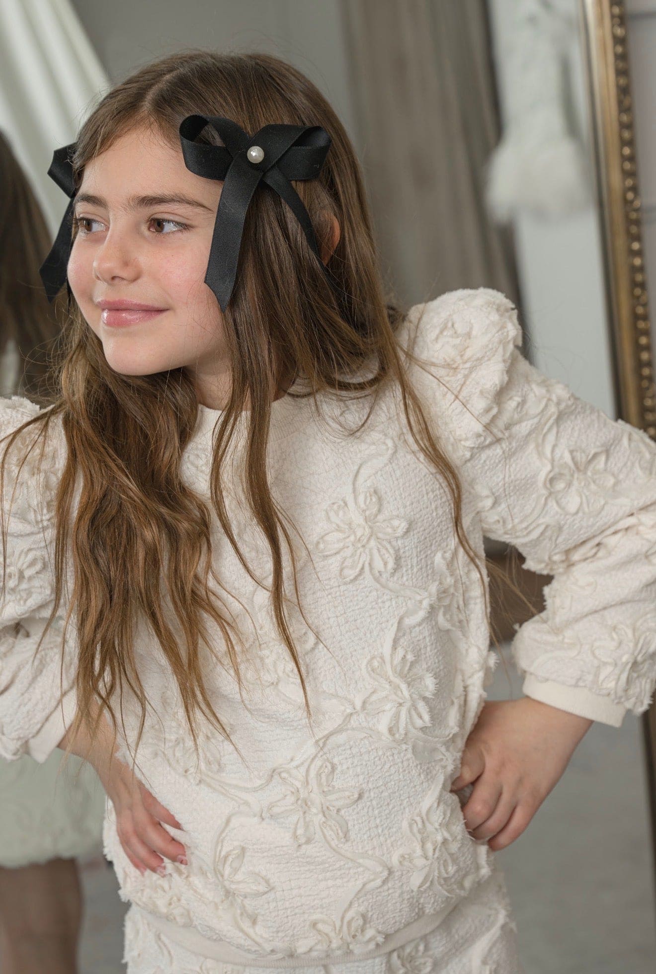 Ava Black Satin Hair Clip - Petite Maison Kids