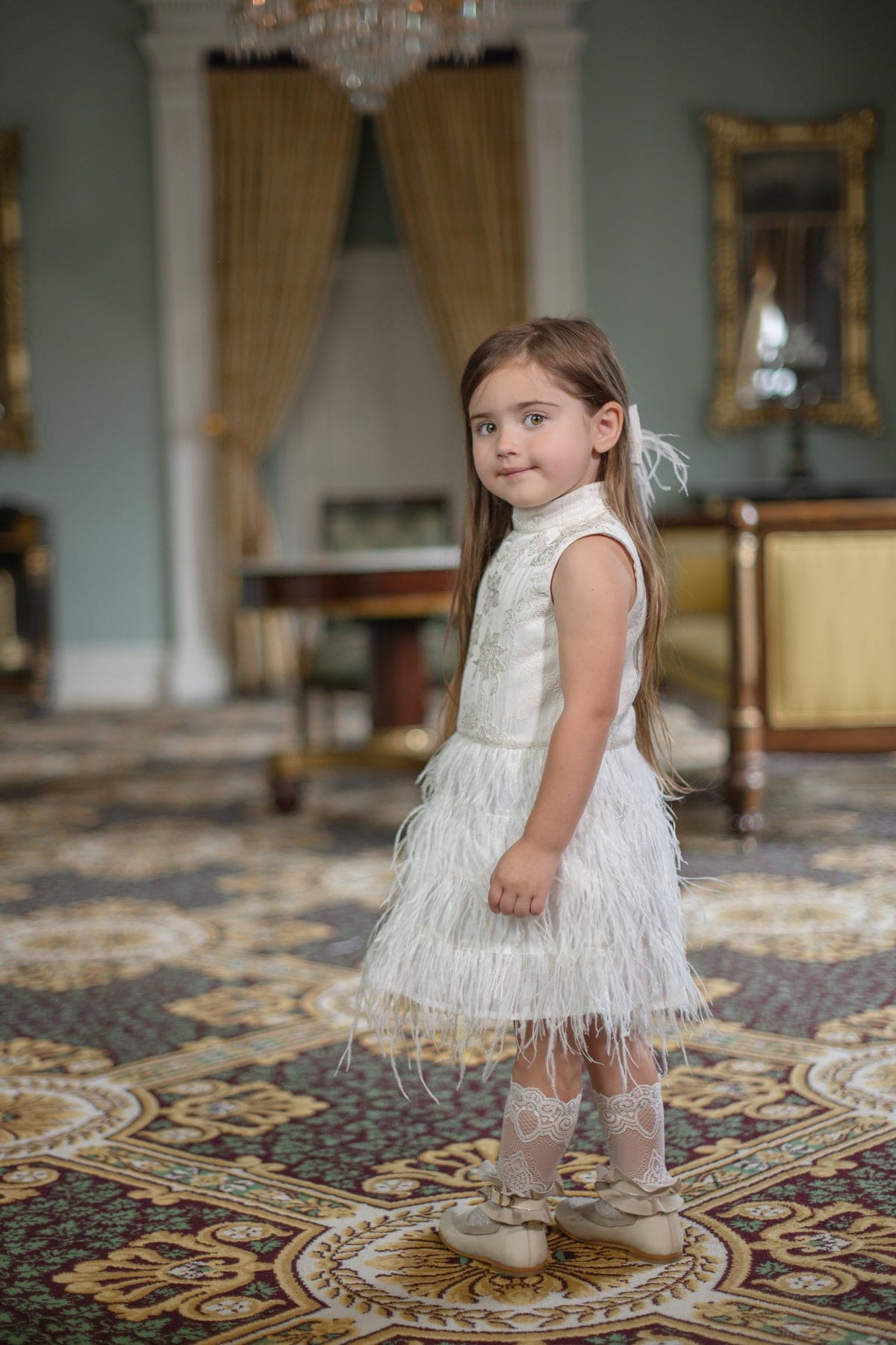 Eliza Ivory Feather Dress