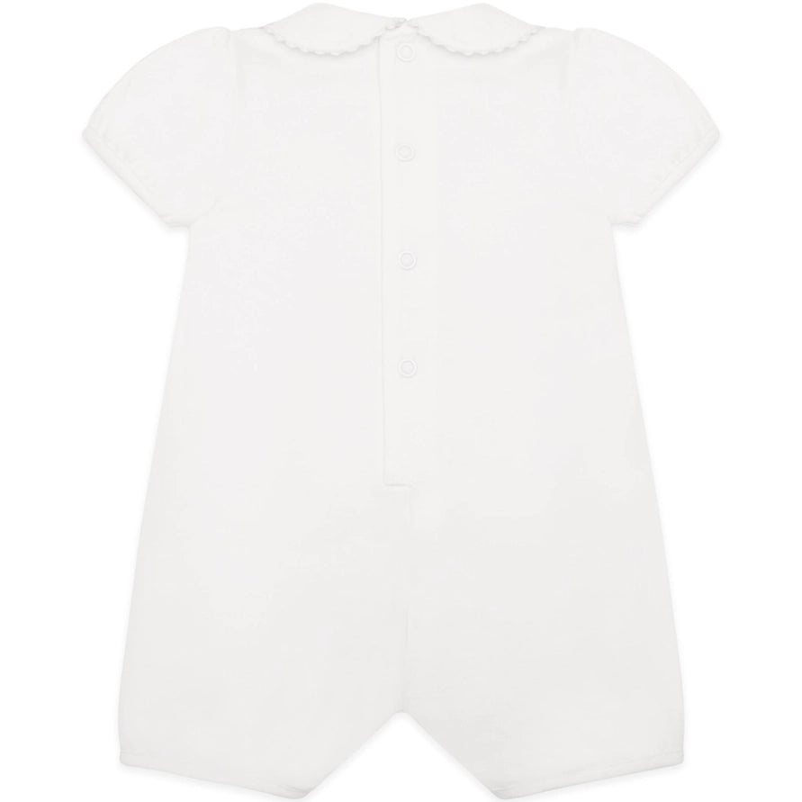 Jody White Girls Heart Embroidery Romper