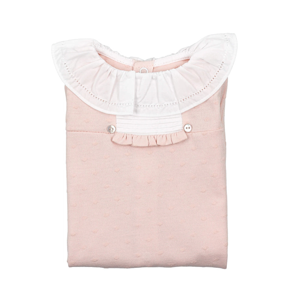 Pink Babygrow with Cotton Fabric Collar