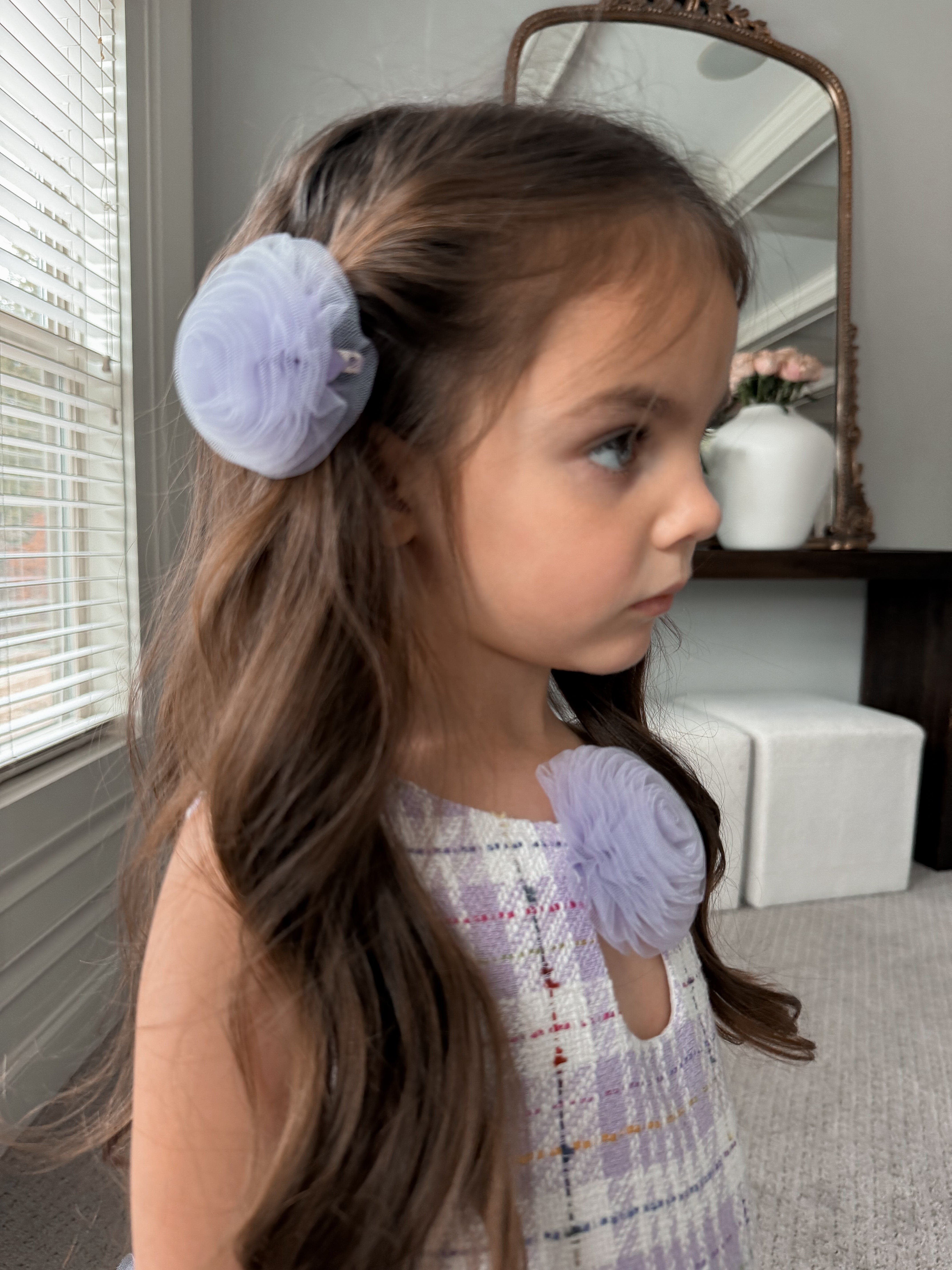 Violet Tulle Flower Hair Clip