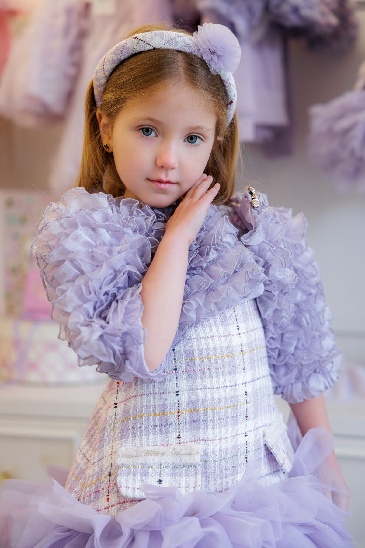 Violet Organza Ruffle Bolero Jacket