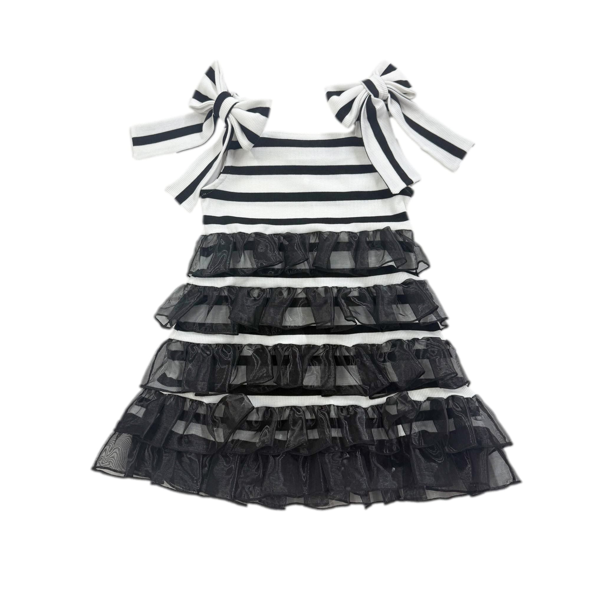 Monaco Black and White Striped Dress