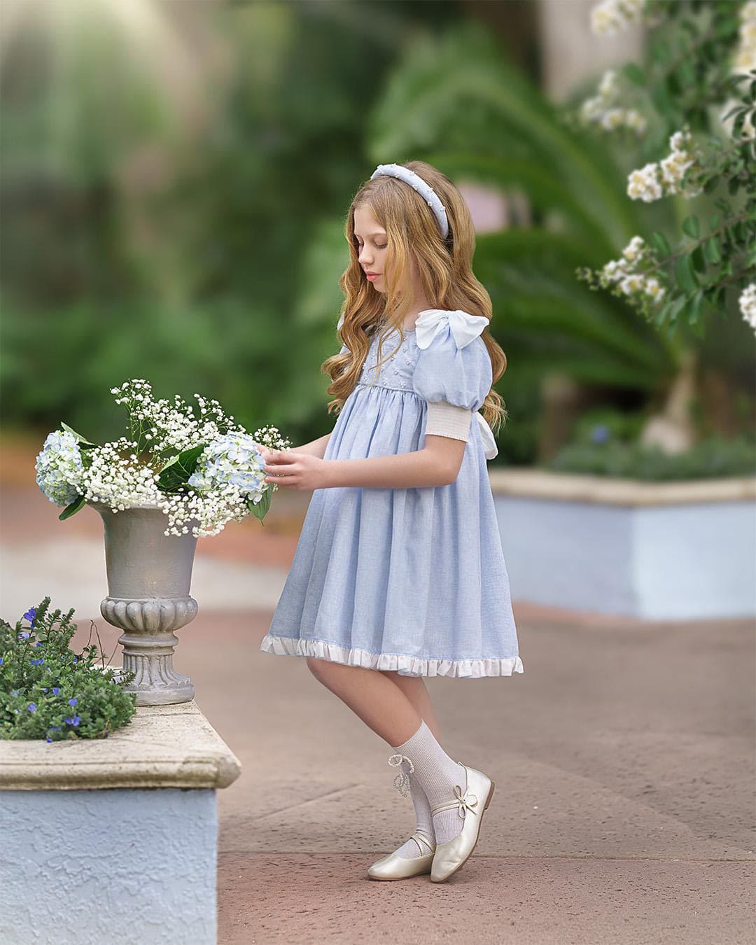 Charlotte Baby Blue Linen Dress - Petite Maison Kids