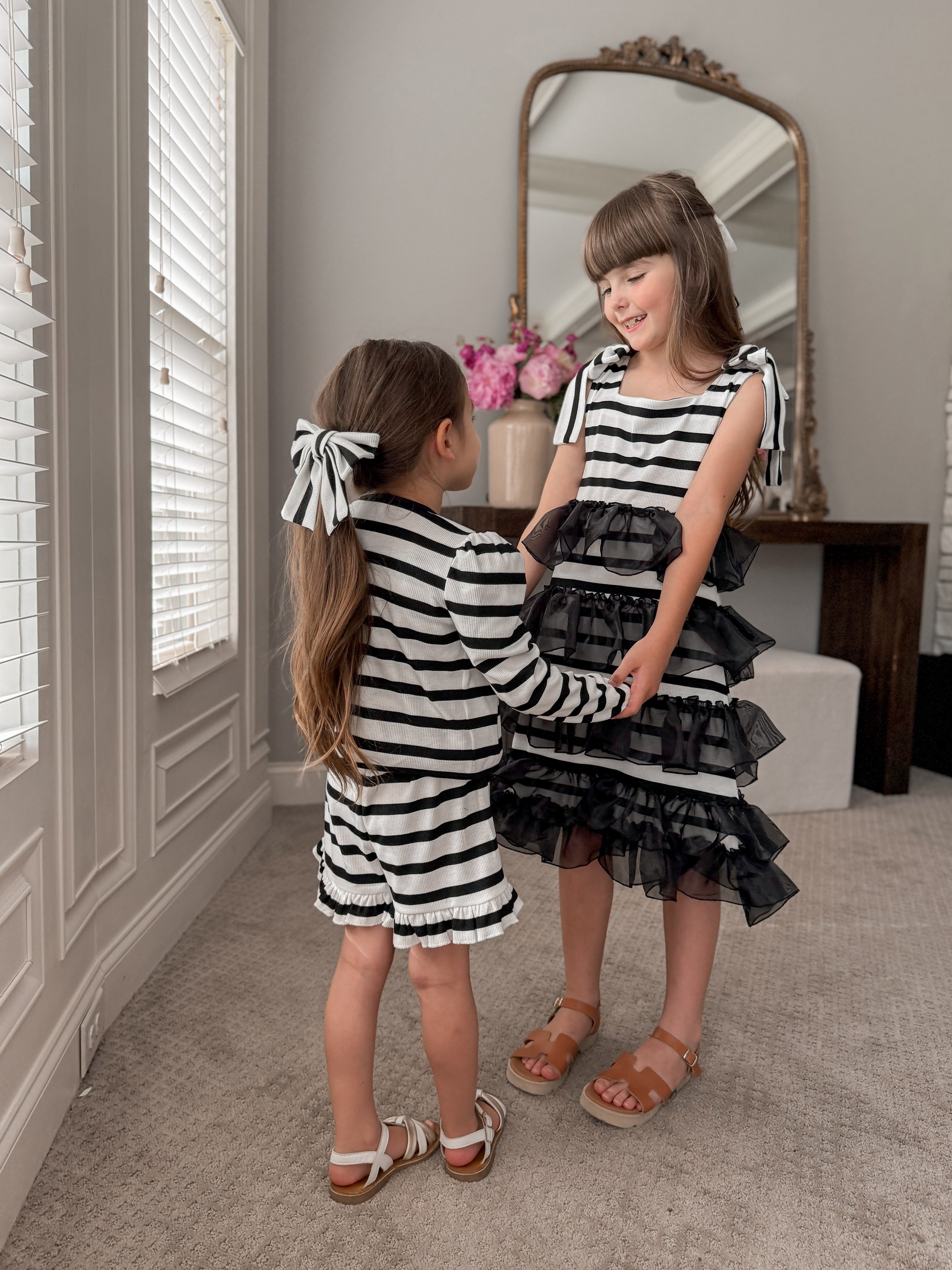 Monaco Black and White Striped Dress