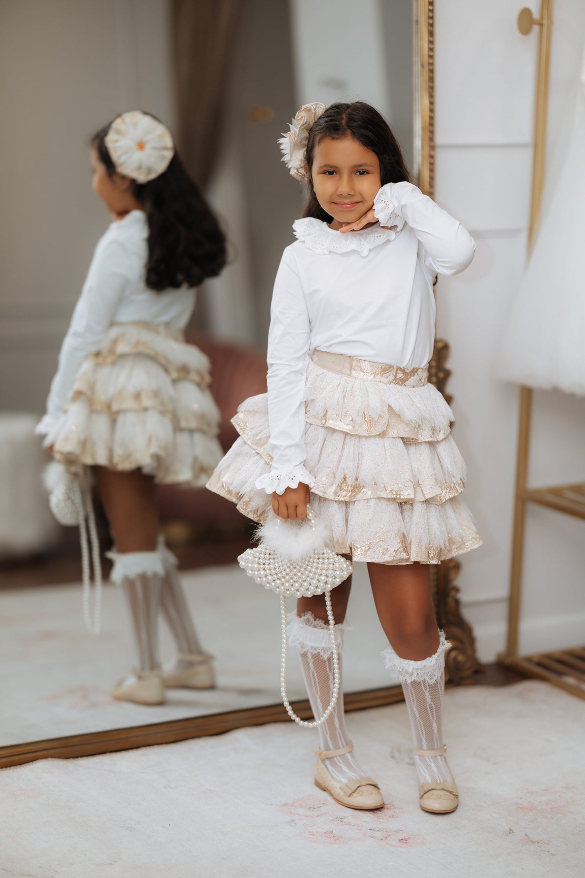 White Pima Cotton Ruffle Blouse
