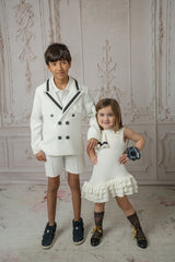 Alex White Blazer With Black Contrast Line